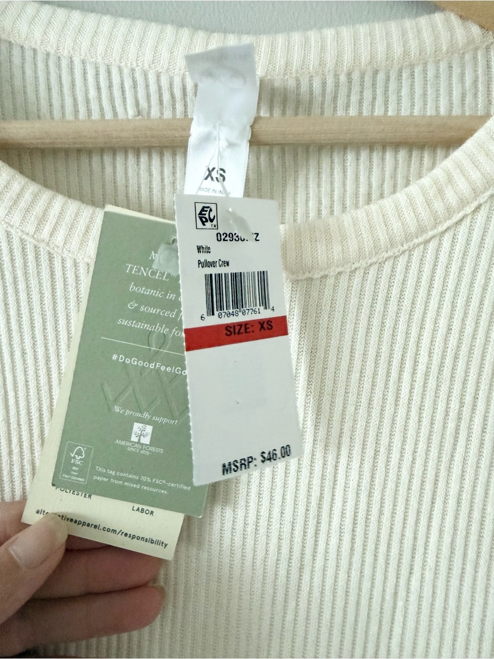 NWT Alternative Cream Ribbed Long-Sleeve Top Flare Long Sleeve Size XS - Picture 5 of 6